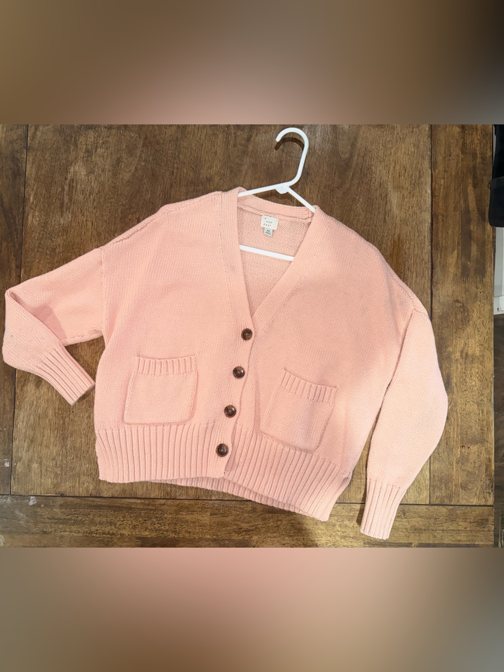 a new day Blush Pink Button-Front Pocket Cardigan